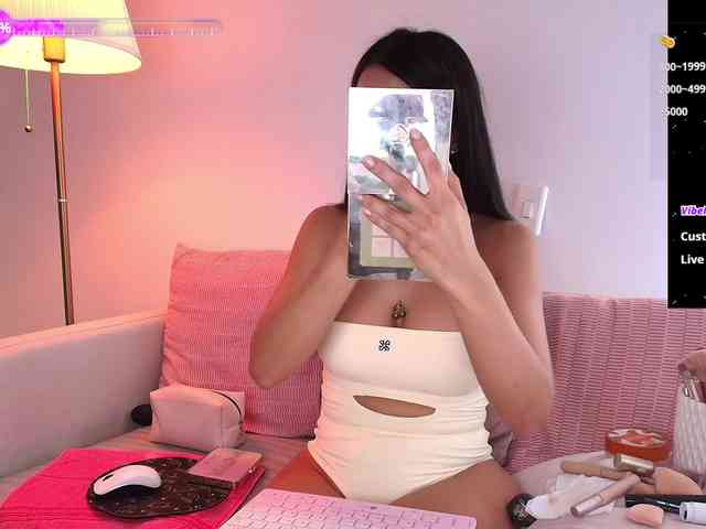Sallyeleins (24, Hispanic Cam Girl) performing deepthroat.